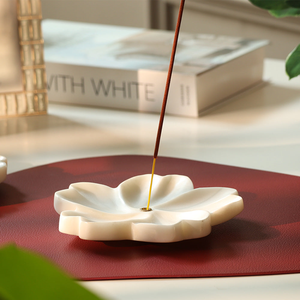 Primrose Marble Incense Holder - White