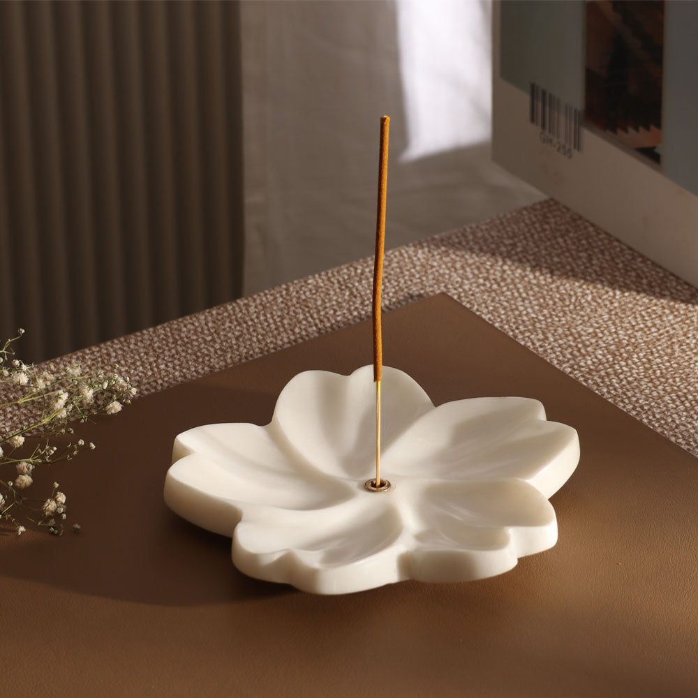 Primrose Marble Incense Holder - White