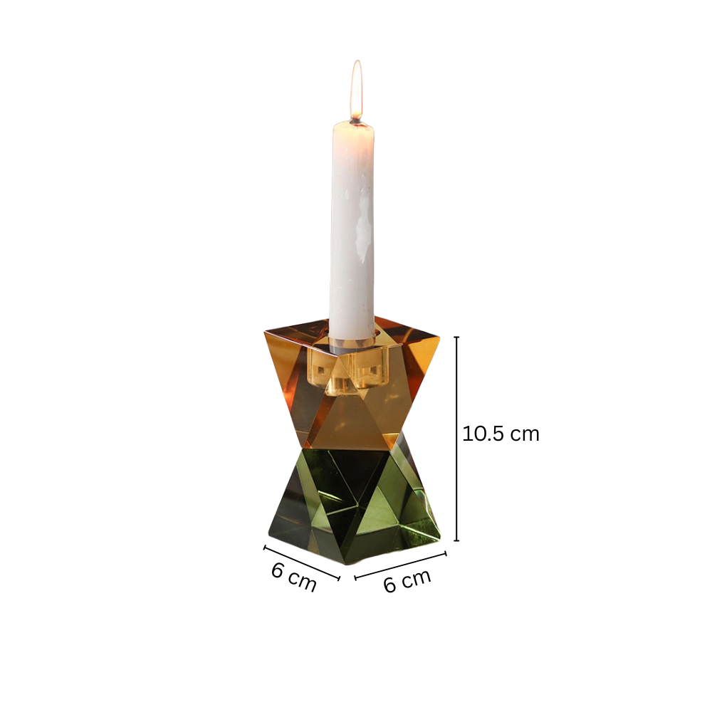Prisma Crystal Tapered Candle Holder - Yellow Green