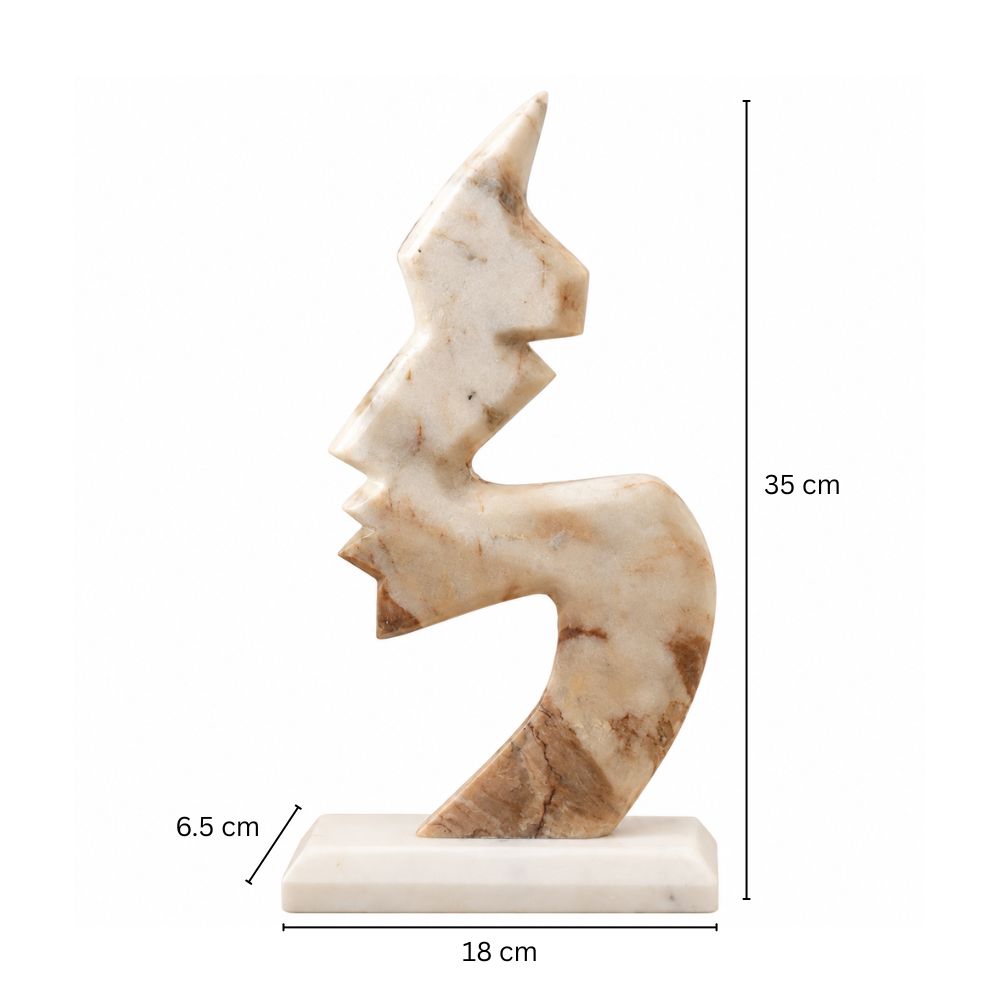 Profile Marble Sculpture - Beige White