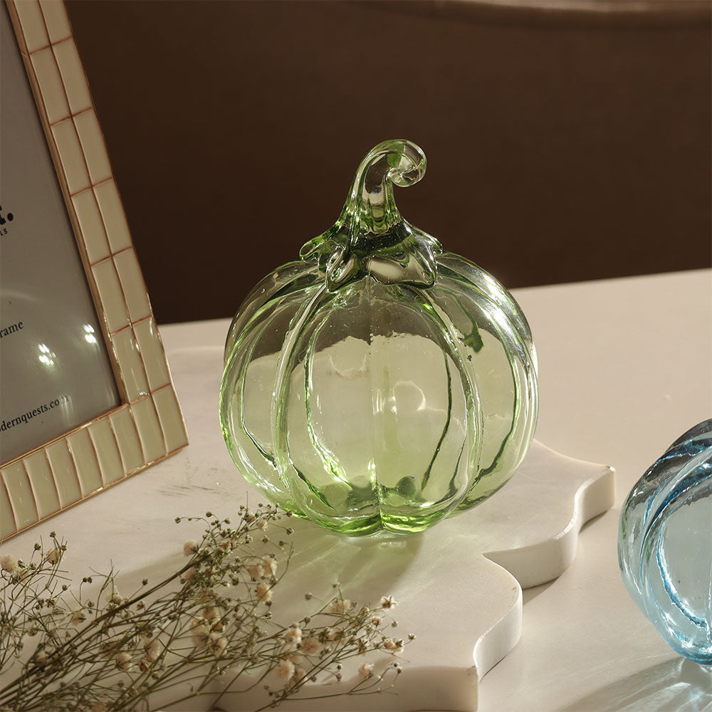 Pumpkin Glass Accent Medium - Forest Green