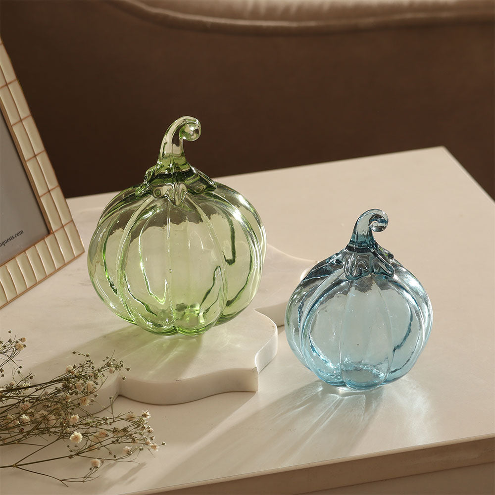 Pumpkin Glass Accent Small - Aqua