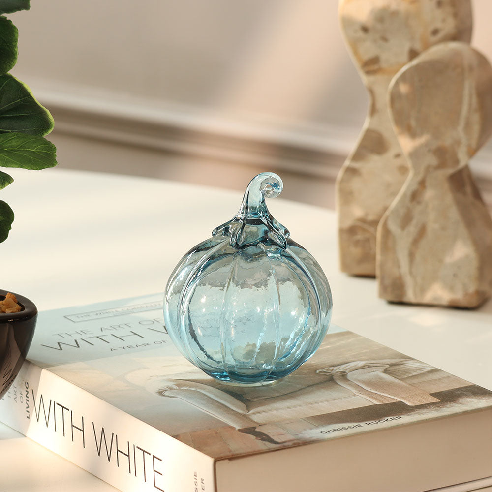 Pumpkin Glass Accent Small - Aqua