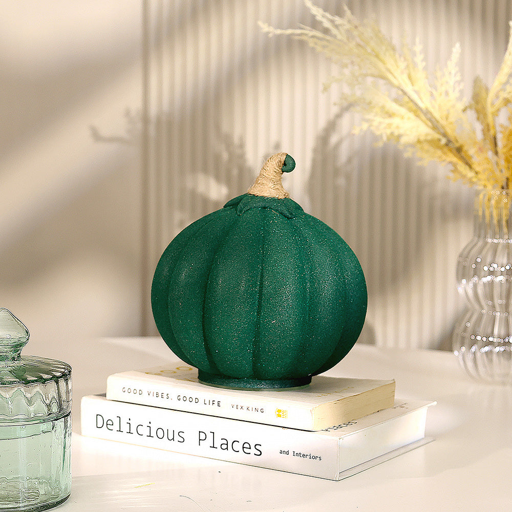 Pumpkin Glass Decorative Accent - Emerald Green
