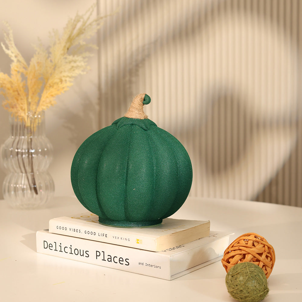 Pumpkin Glass Decorative Accent - Emerald Green