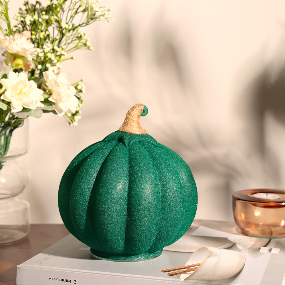 Pumpkin Glass Decorative Accent - Emerald Green