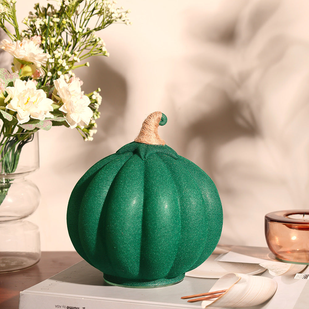 Pumpkin Glass Decorative Accent - Emerald Green