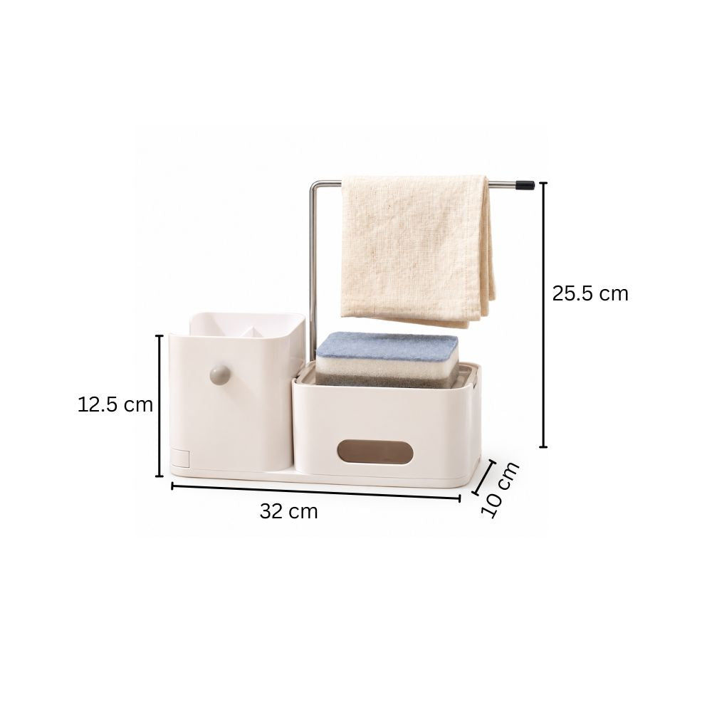 Purex Sink Organiser with Soap Dispenser & Towel Rack - White