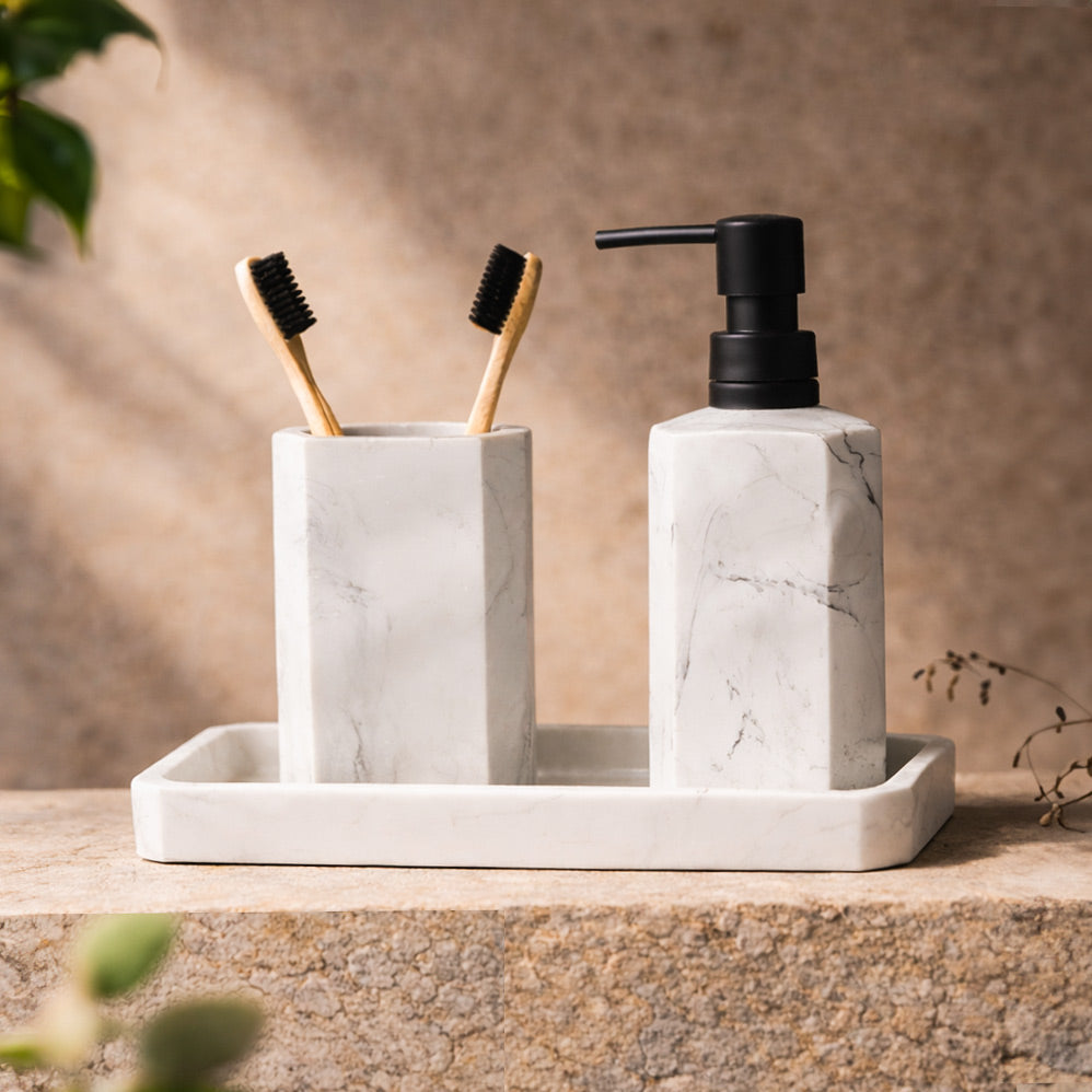 Puro 3-piece Bathroom Set - Marbled White