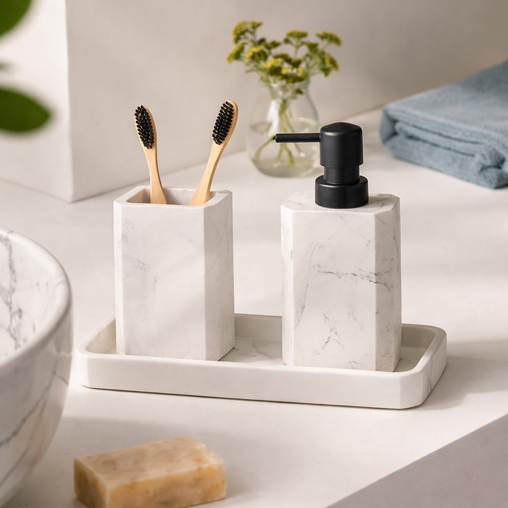 Puro 3-piece Bathroom Set - Marbled White