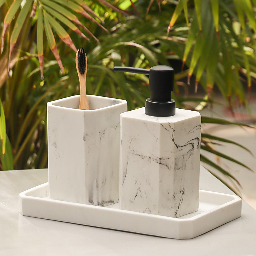 Puro 3-piece Bathroom Set - Marbled White