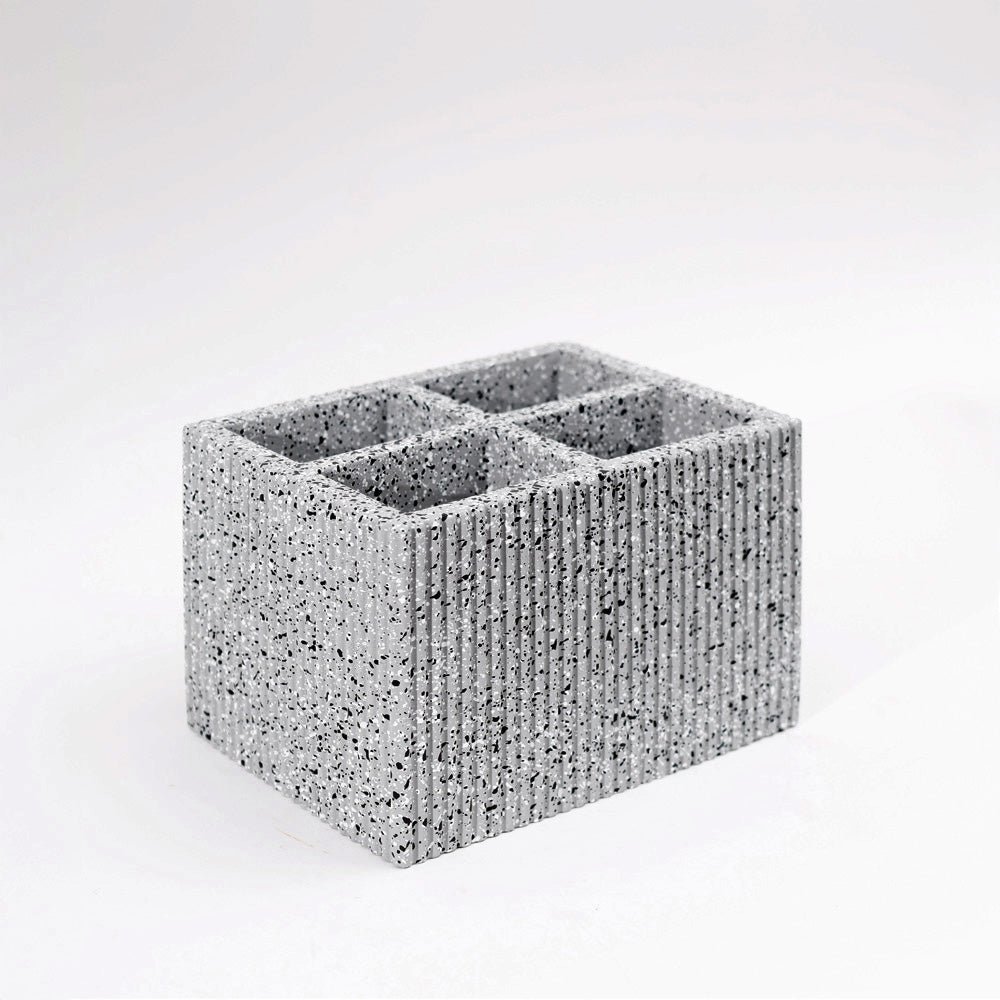 Quad Concrete Cutlery Holder - Speckled Grey