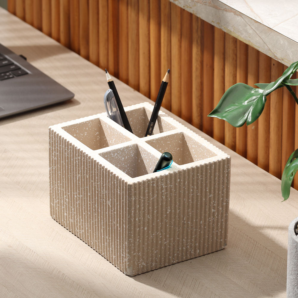 Quad Concrete Cutlery Holder - Speckled Taupe