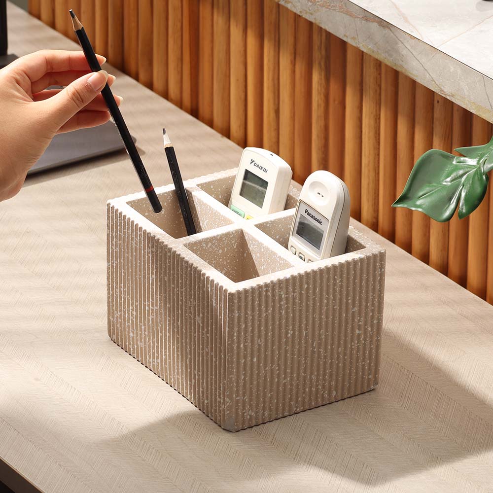 Quad Concrete Cutlery Holder - Speckled Taupe