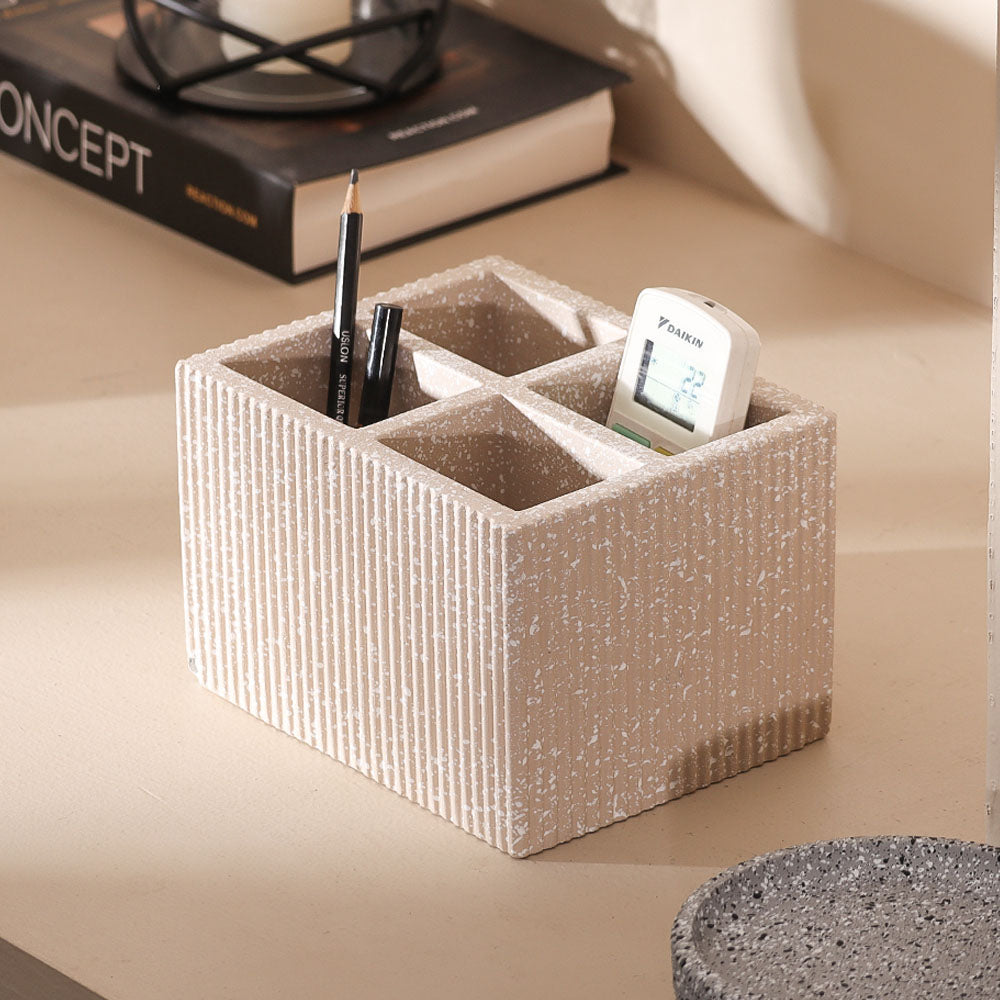 Quad Concrete Cutlery Holder - Speckled Taupe