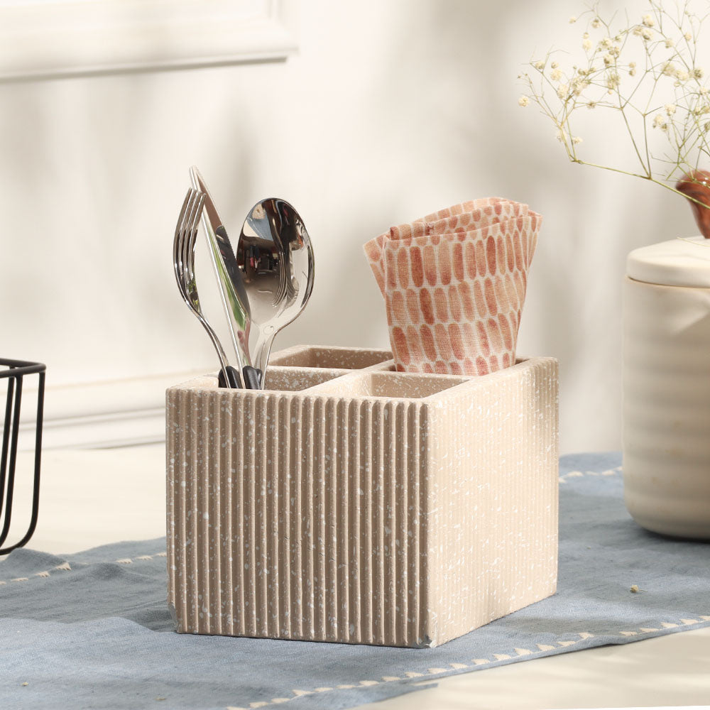 Quad Concrete Cutlery Holder - Speckled Taupe