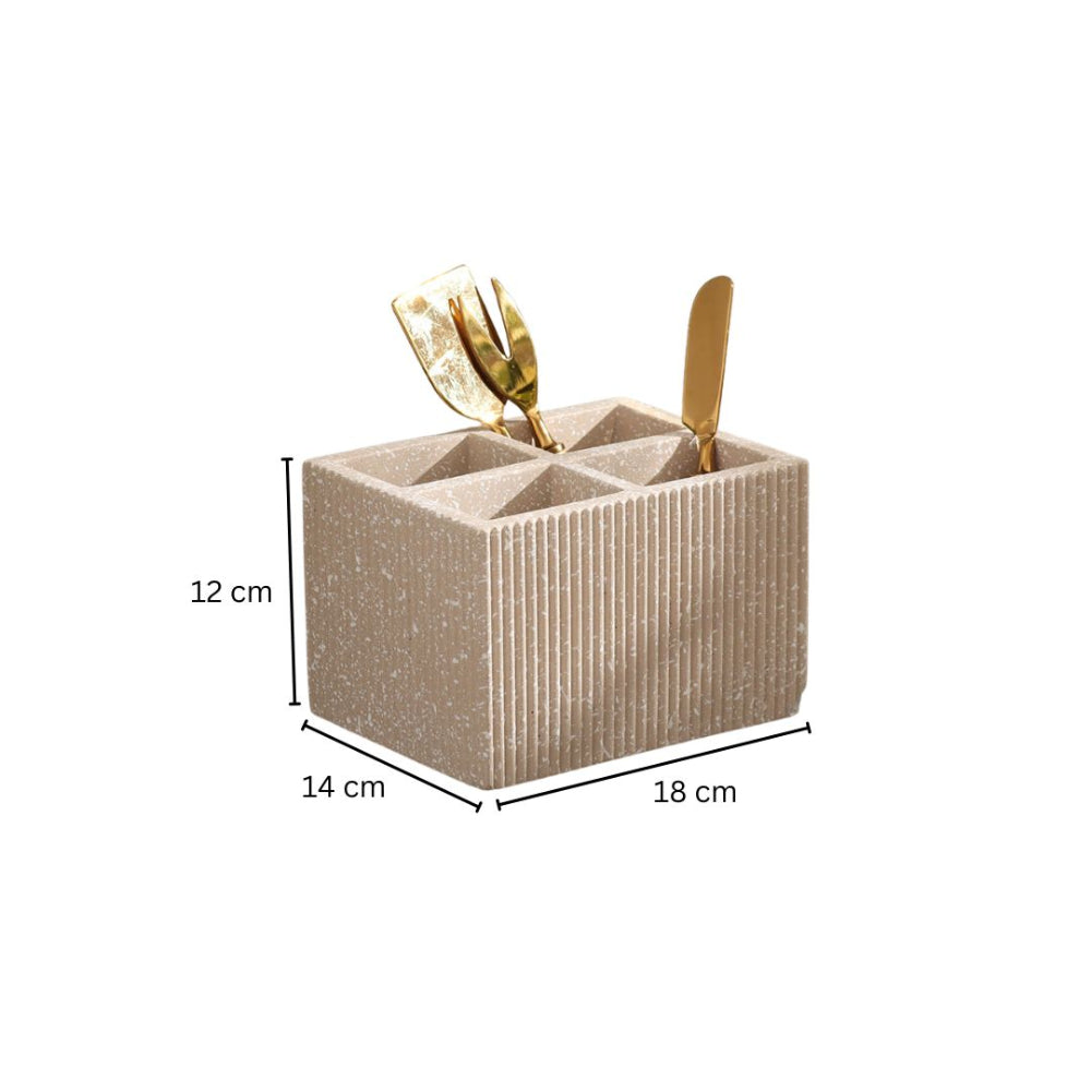 Quad Concrete Cutlery Holder - Speckled Taupe