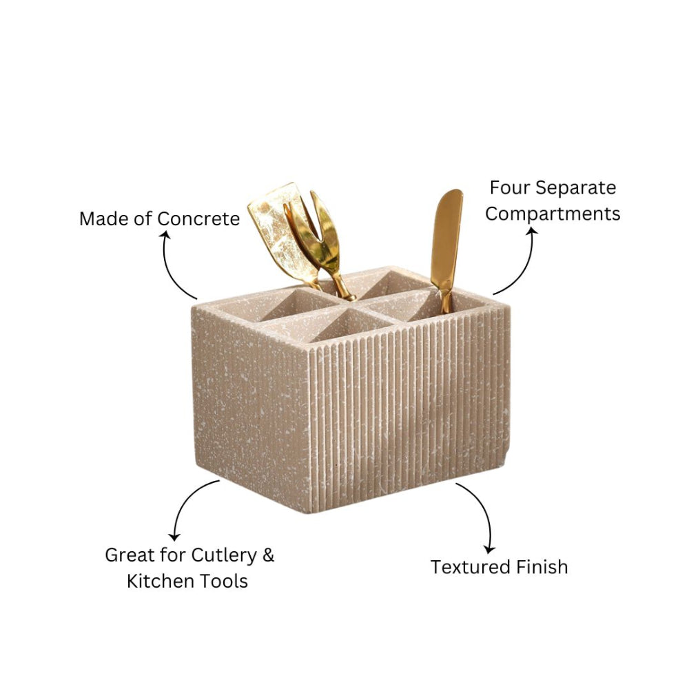 Quad Concrete Cutlery Holder - Speckled Taupe