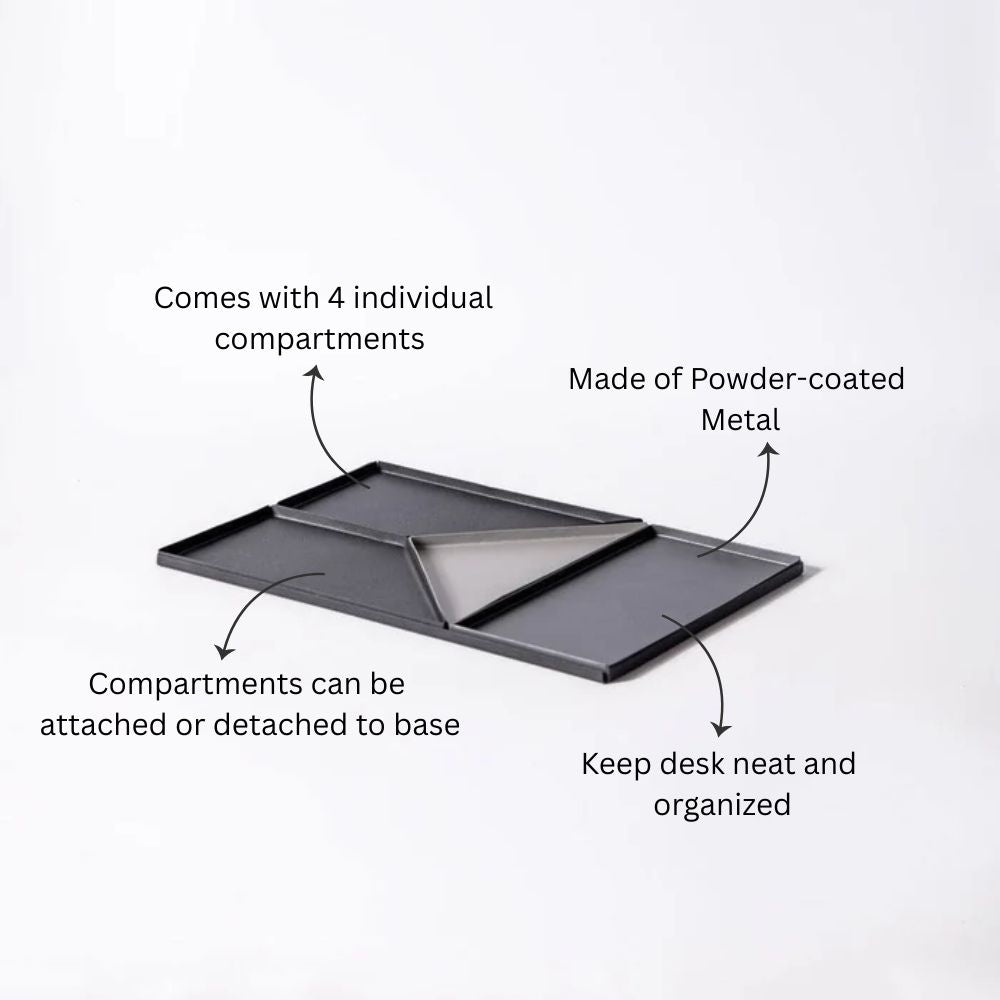 Quattro Metal Desk Tray Set - Black Grey