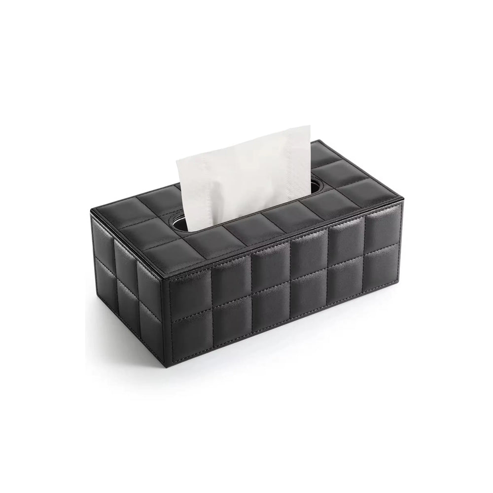 Quilted Tissue Box Holder - Black