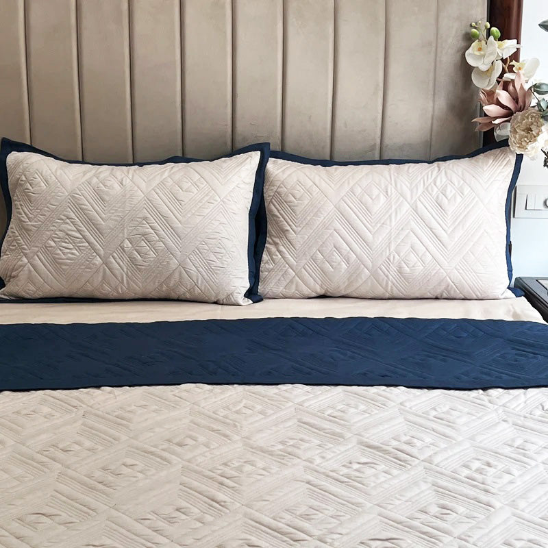 Quilted Cliff Reversible Bedspread - Navy & Ivory