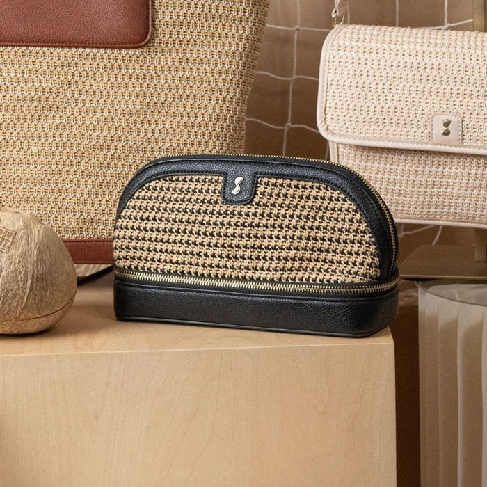 Raffia Cosmetic Bag - Black