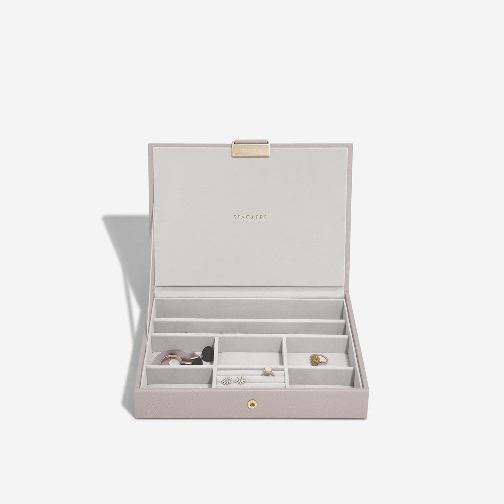 Raffia Jewellery Box with Lid Medium - Taupe