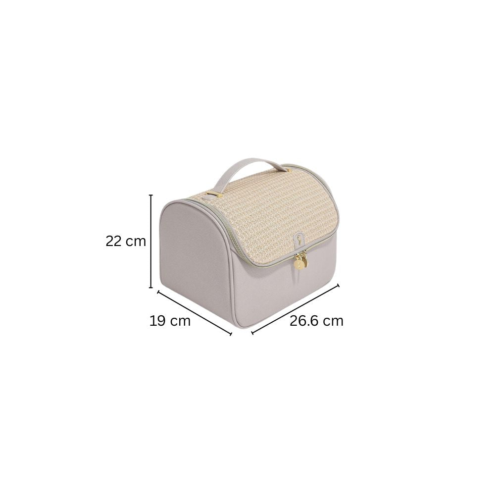 Raffia Cosmetic Case Large - Taupe