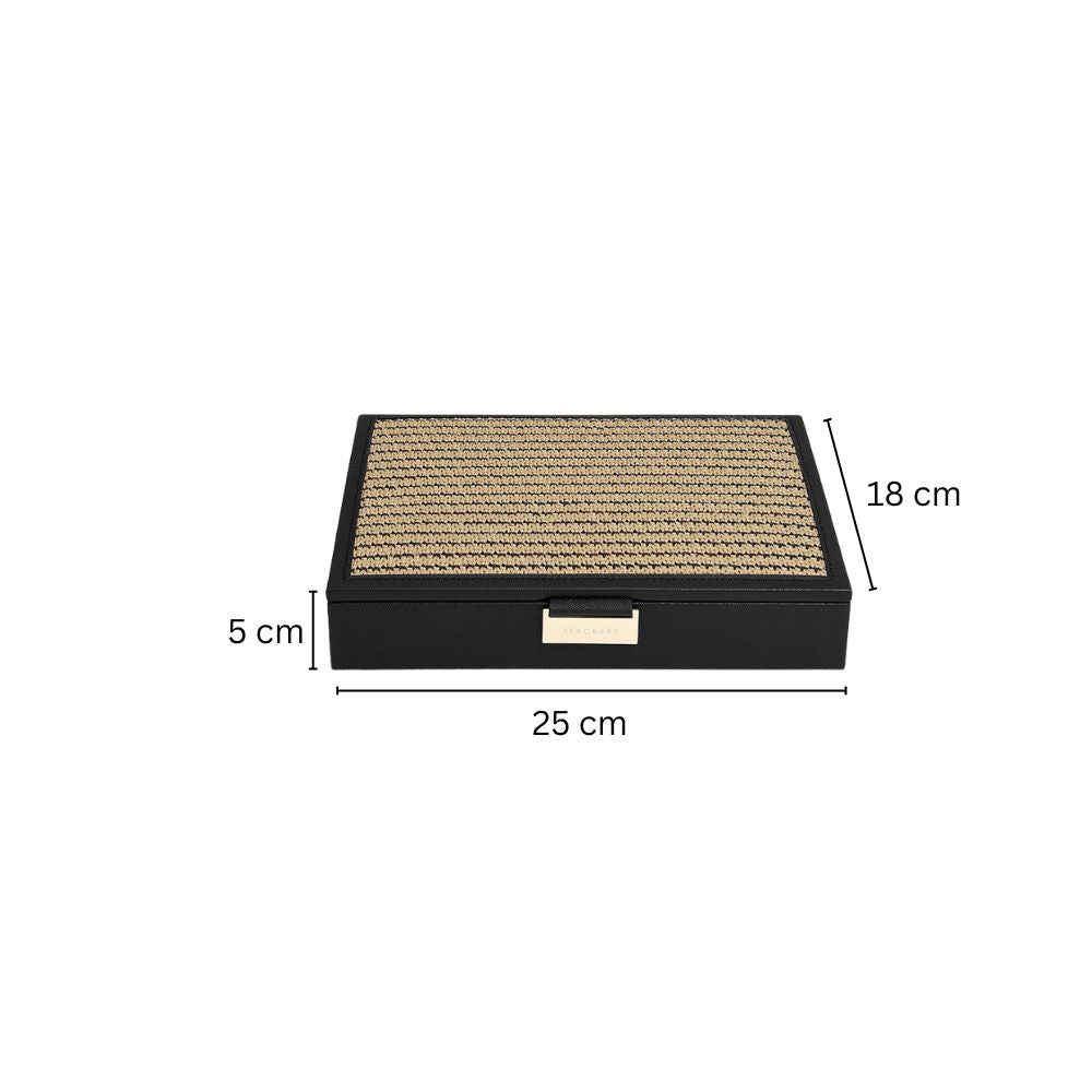 Raffia Jewellery Box with Lid Medium - Black