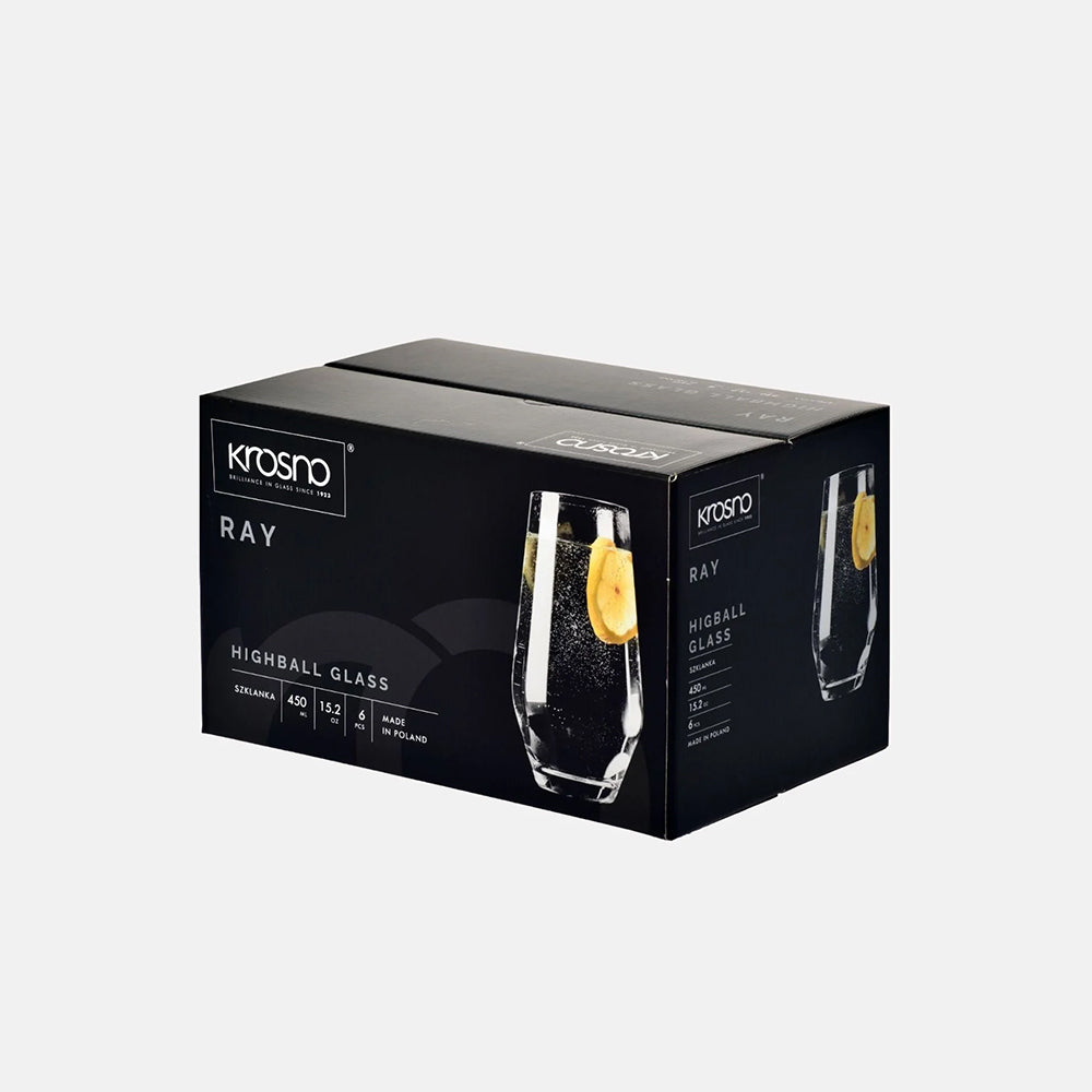 Ray Highball Glasses 490ml, Set of 6