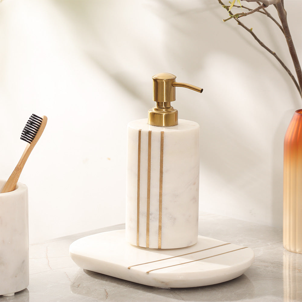 Raya Marble Soap Dispenser - White Gold