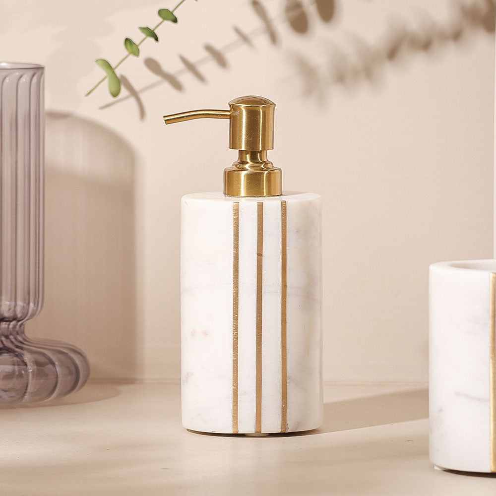 Raya Marble Soap Dispenser - White Gold