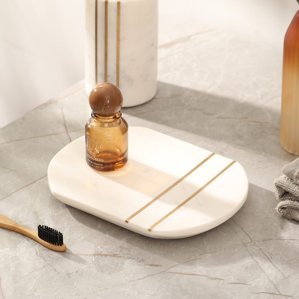 Raya Marble Valet Tray - White Gold