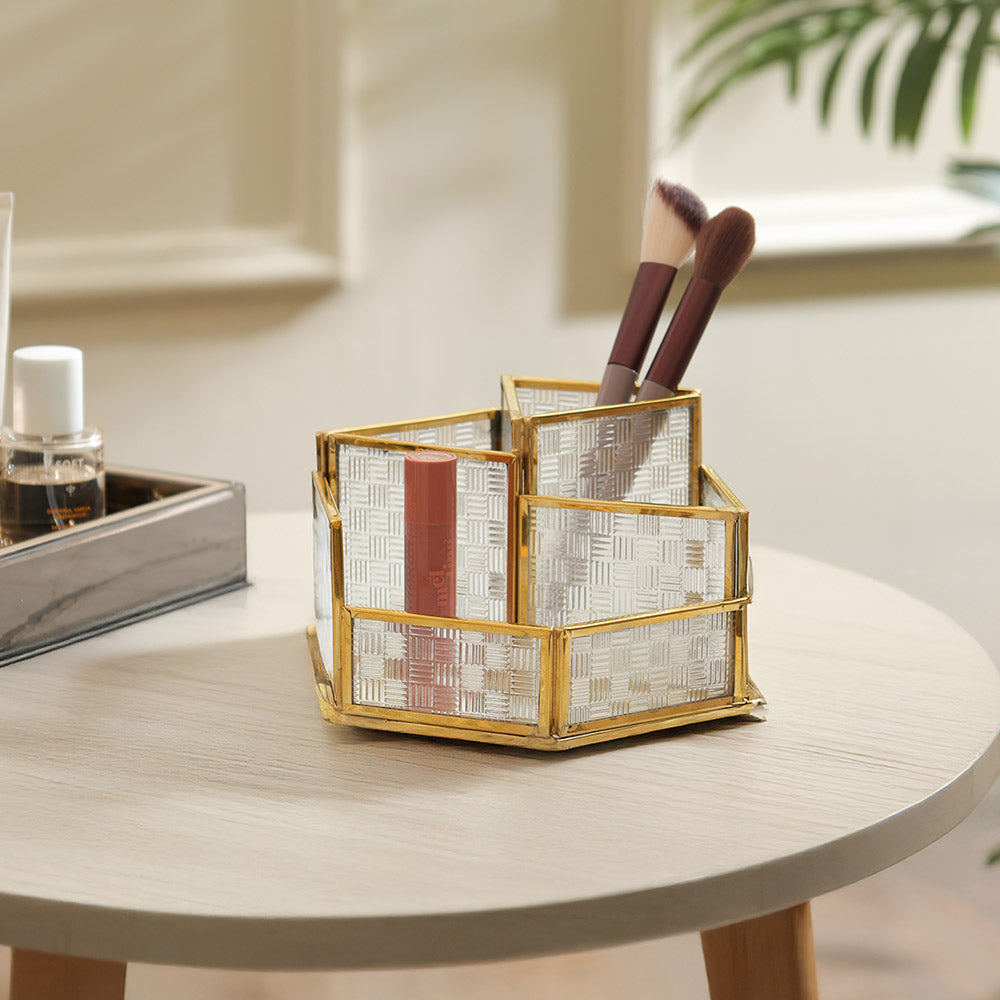 Raye Hexagonal Multi-compartment Organiser - Clear Gold