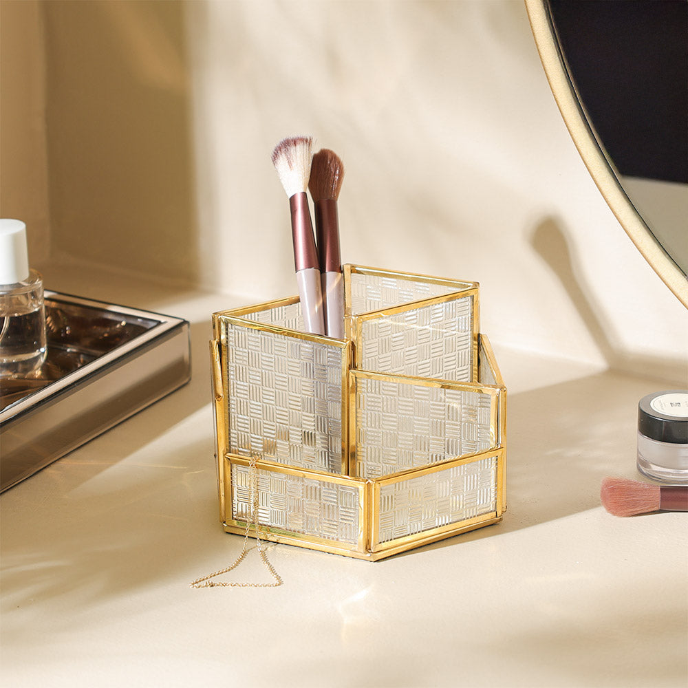 Raye Hexagonal Multi-compartment Organiser - Clear Gold