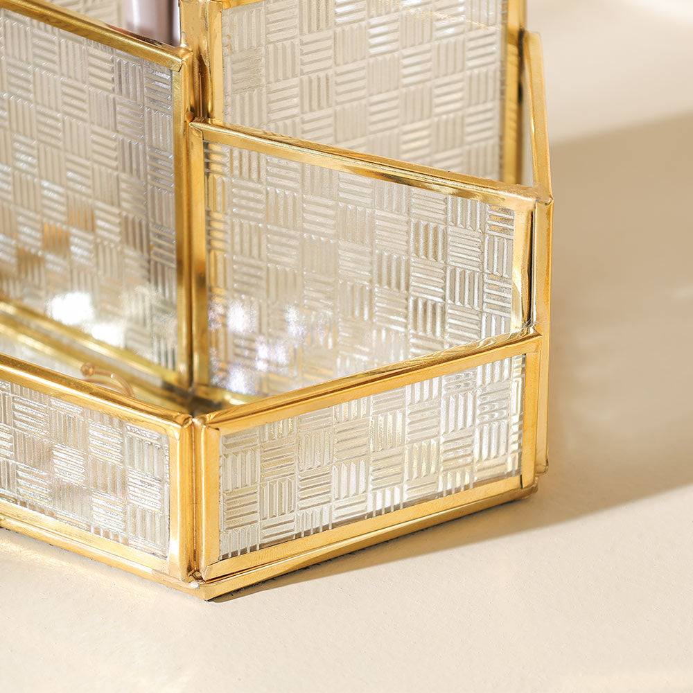 Raye Hexagonal Multi-compartment Organiser - Clear Gold