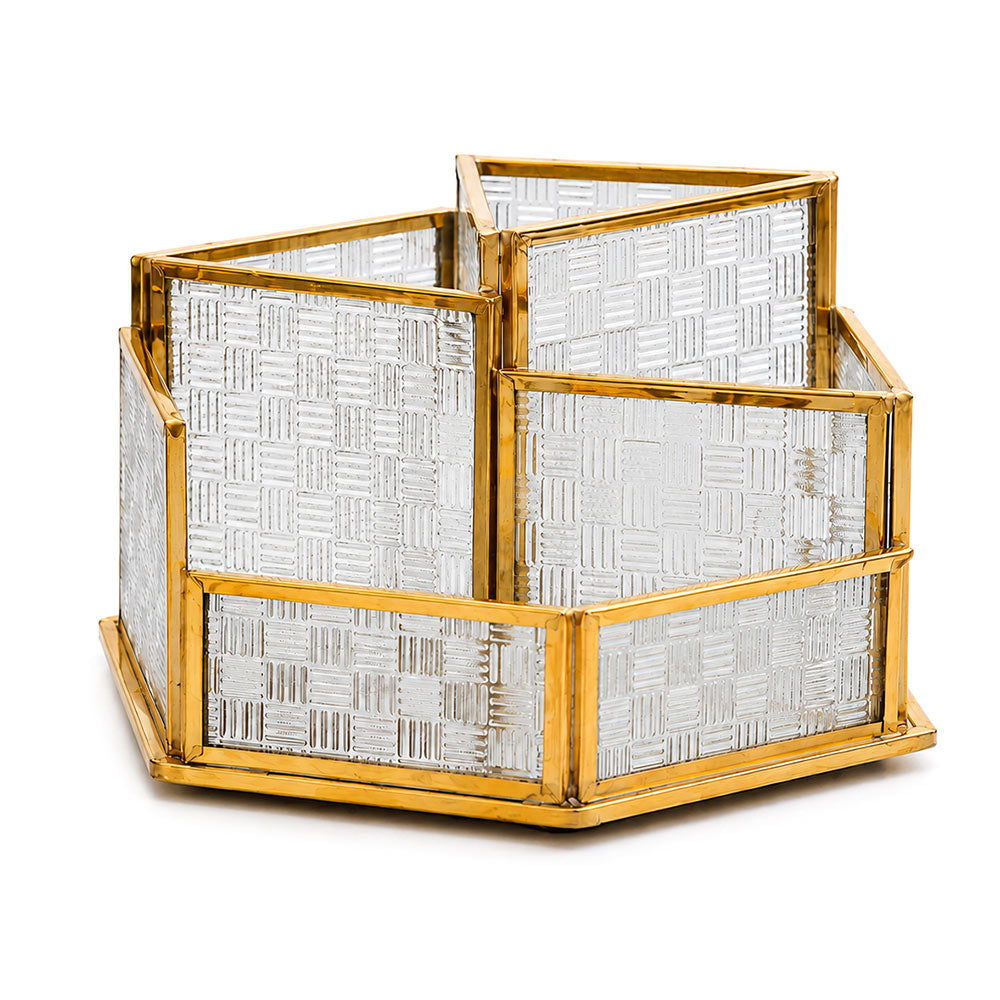 Raye Hexagonal Multi-compartment Organiser - Clear Gold