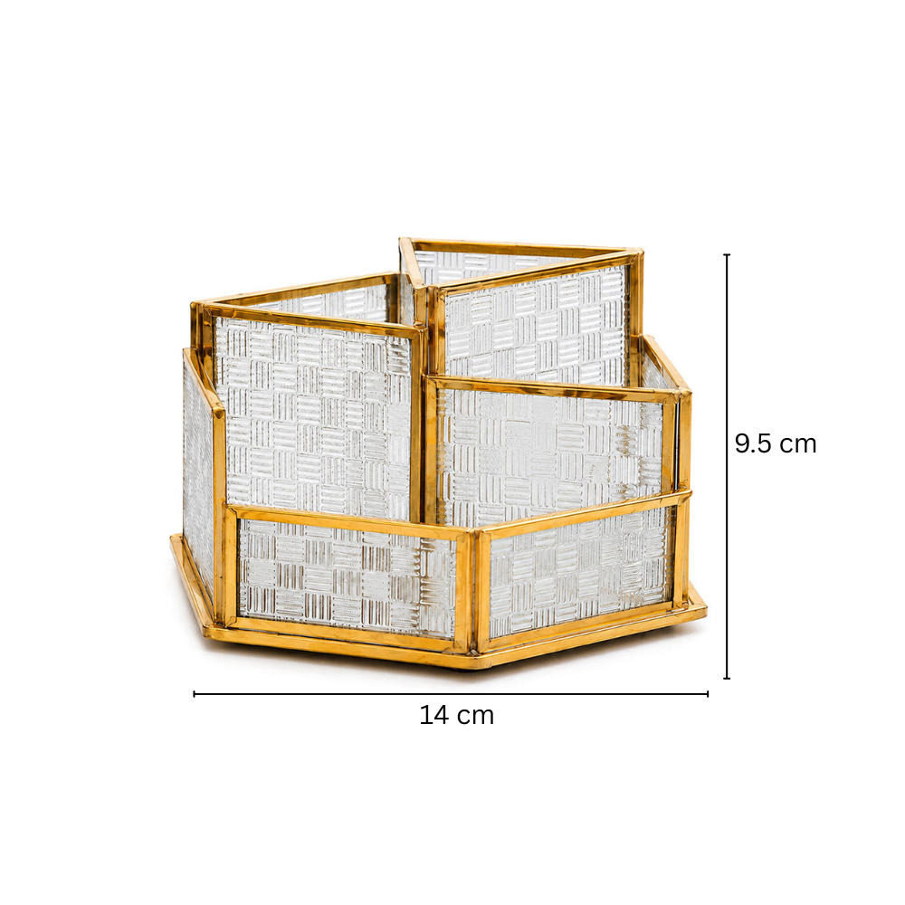 Raye Hexagonal Multi-compartment Organiser - Clear Gold