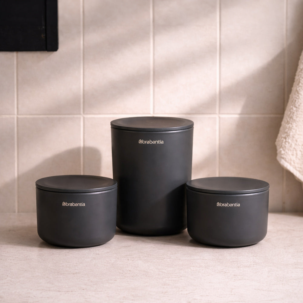 ReNew Bathroom Storage Pots, Set of 3 - Dark Grey
