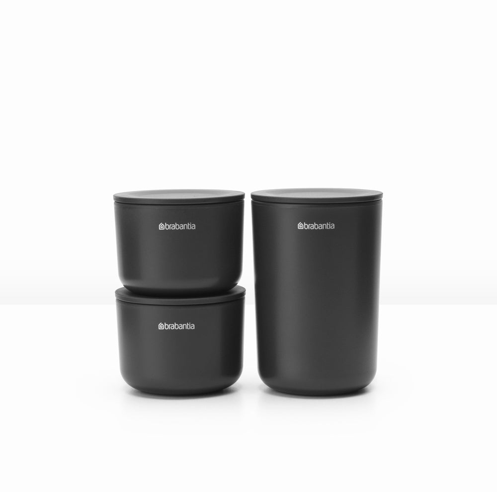 ReNew Bathroom Storage Pots, Set of 3 - Dark Grey