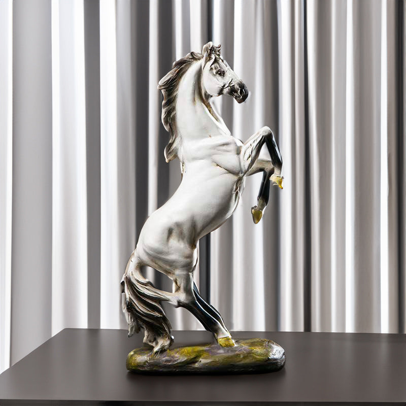 Rearing Horse Decorative Sculpture - Vintage White