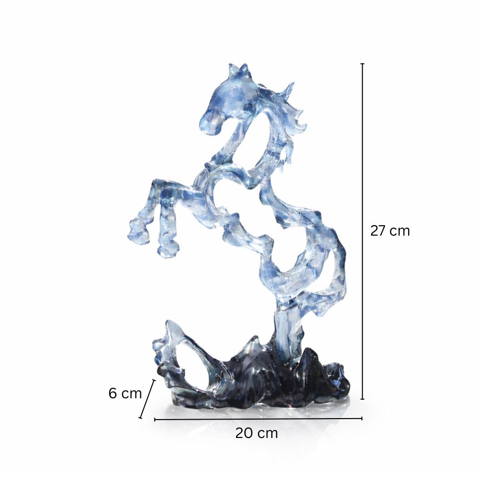 Rearing Hollow Horse Sculpture - Smoke Blue