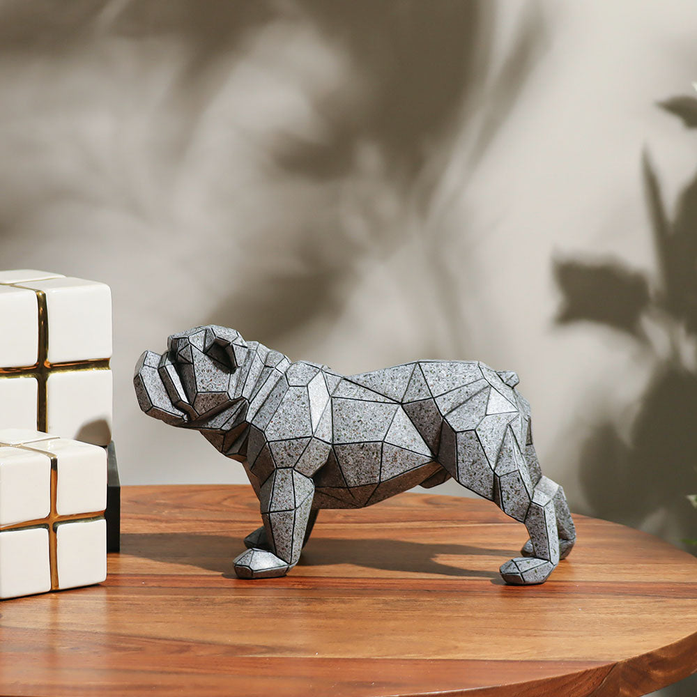 Rebel Patterned Bulldog Sculpture - Grey