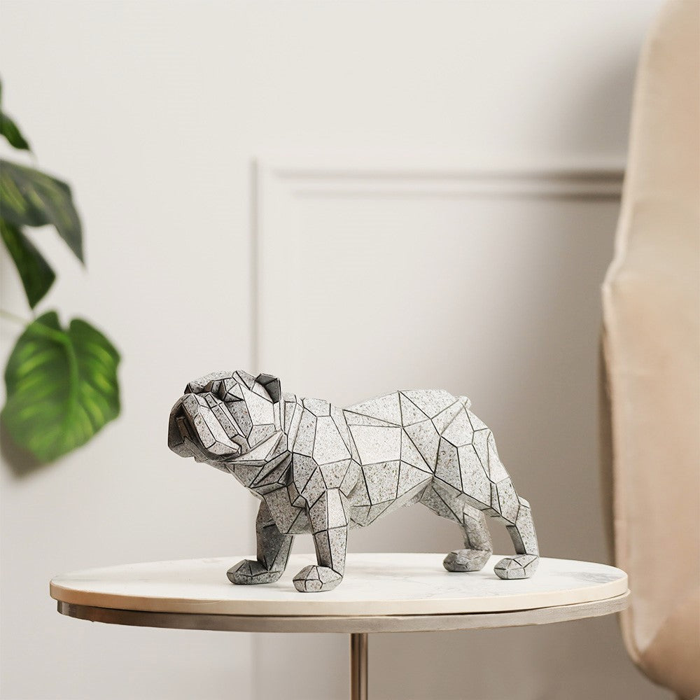 Rebel Patterned Bulldog Sculpture - Grey