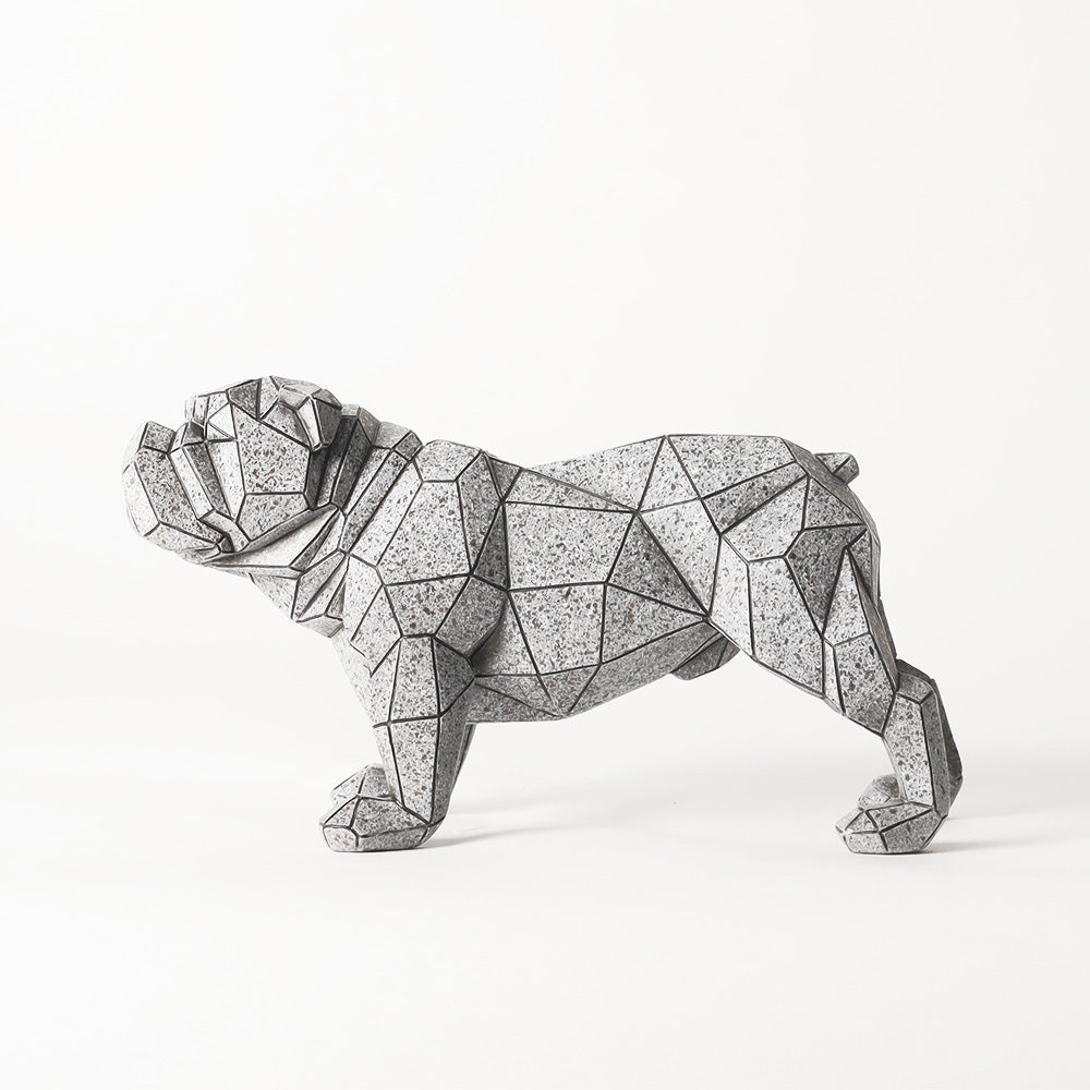 Rebel Patterned Bulldog Sculpture - Grey