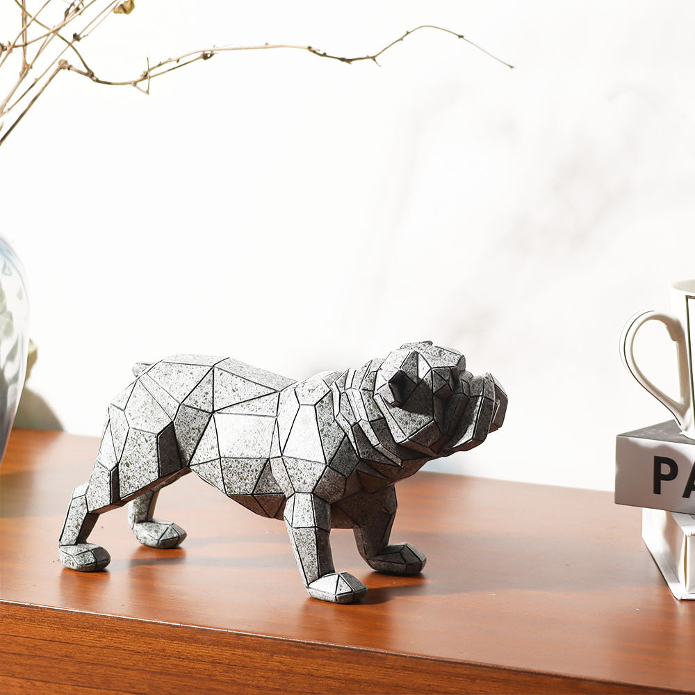 Rebel Patterned Bulldog Sculpture - Grey