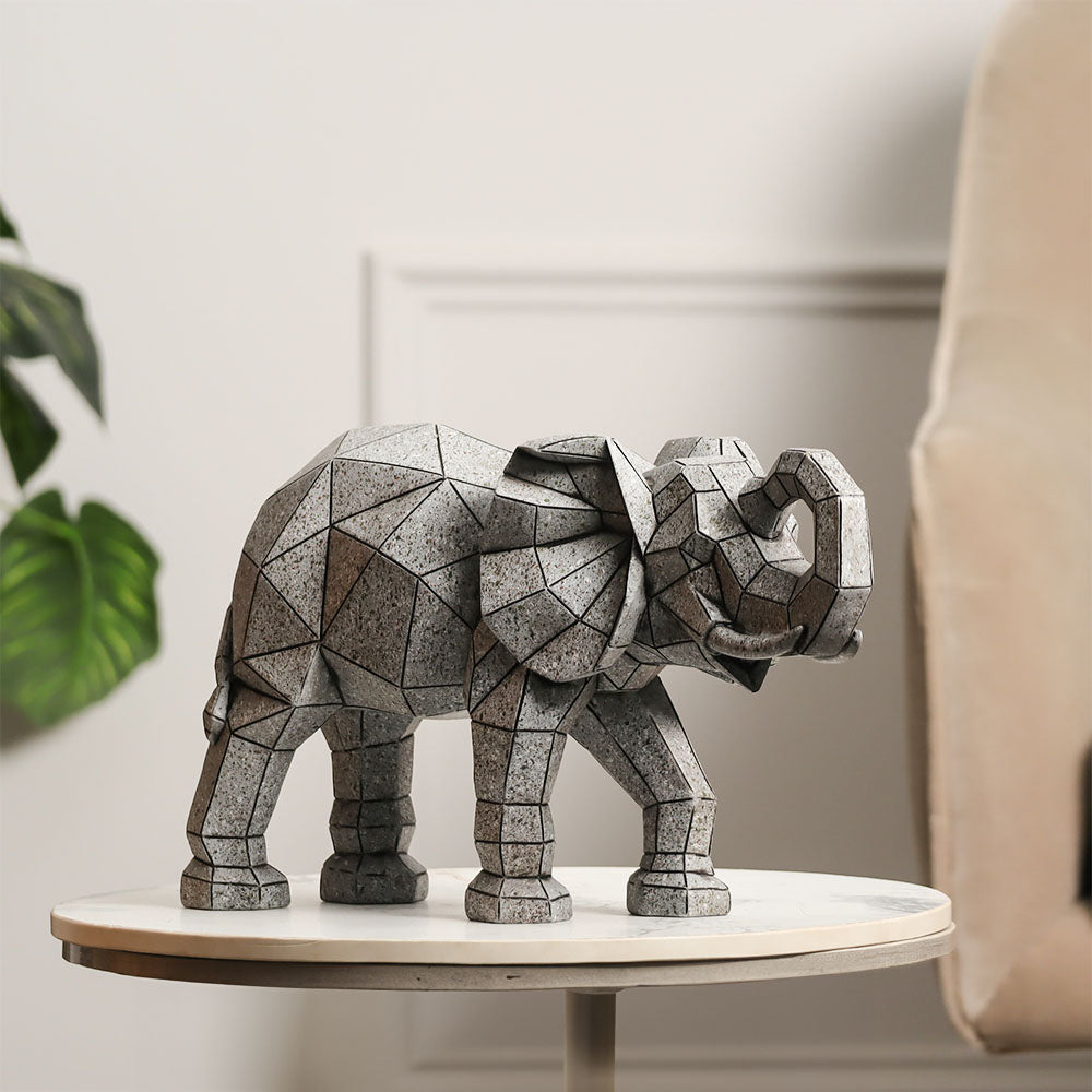 Rebel Patterned Elephant Sculpture - Grey