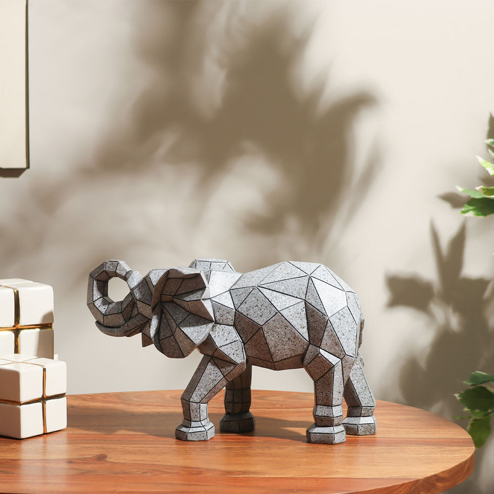 Rebel Patterned Elephant Sculpture - Grey