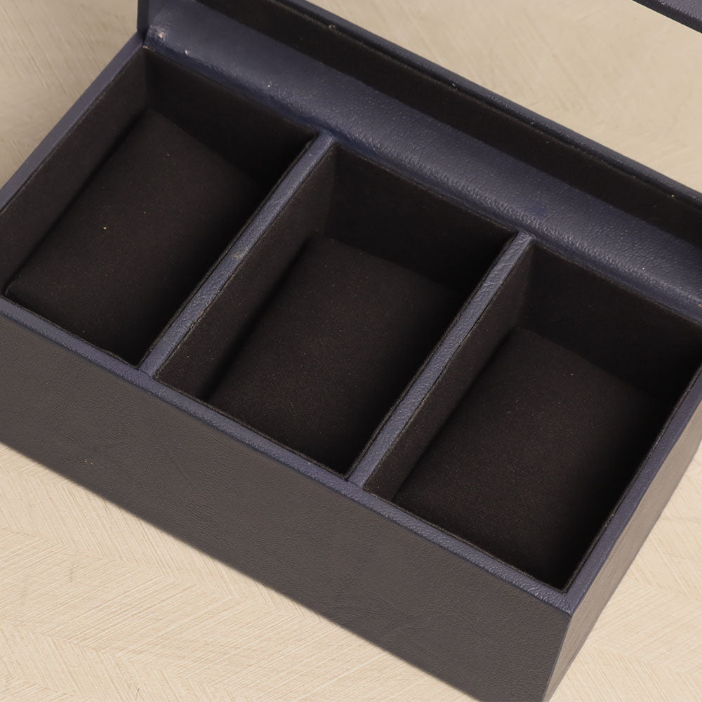 Reco 3-piece Leather Watch Box - Navy