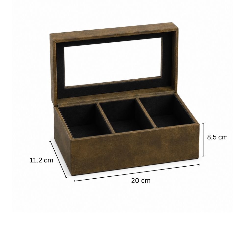 Reco 3-piece Leather Watch Box - Olive